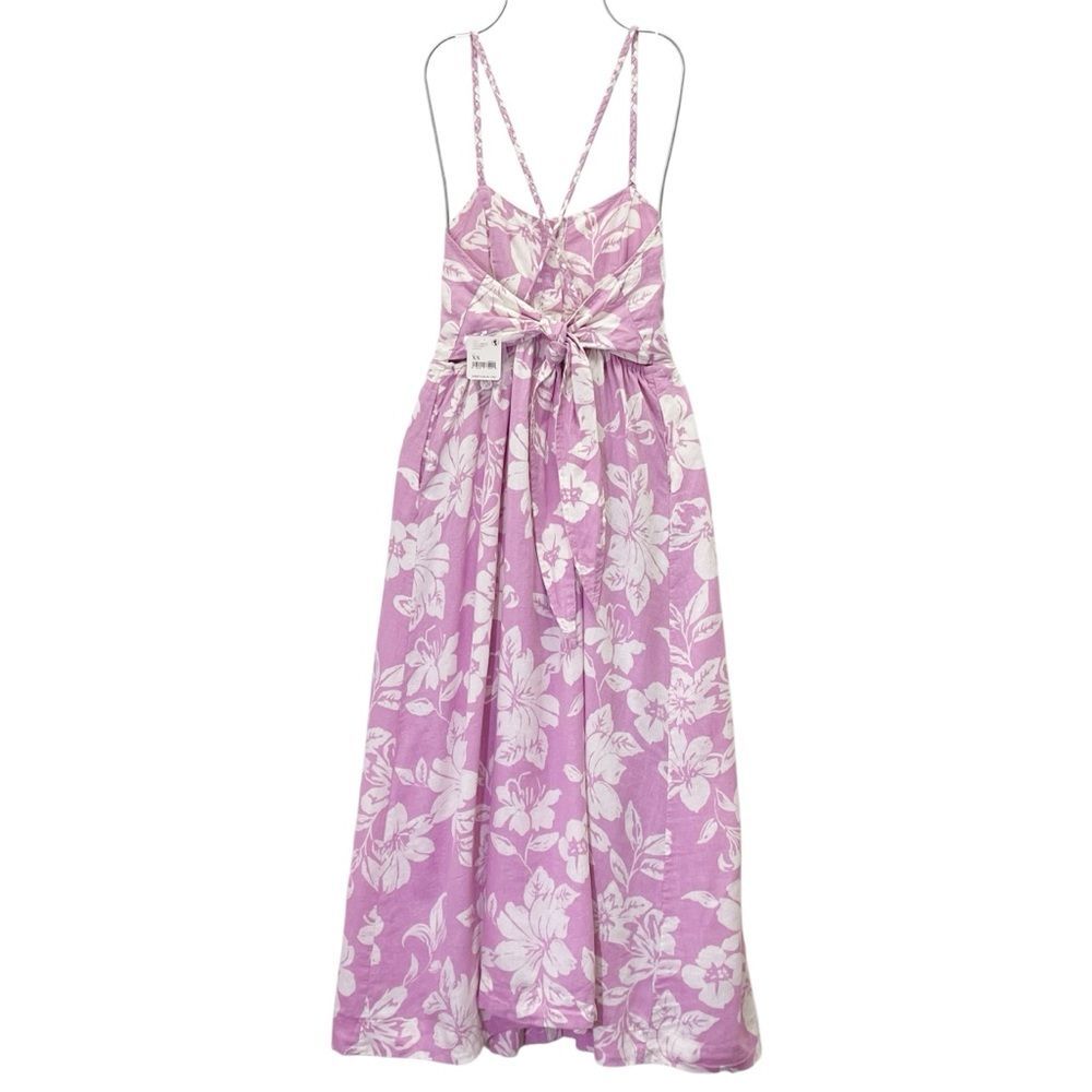 NWT Free People The Perfect Sundress Size XS Pink White Floral Linen Maxi Dress - Picture 3 of 10